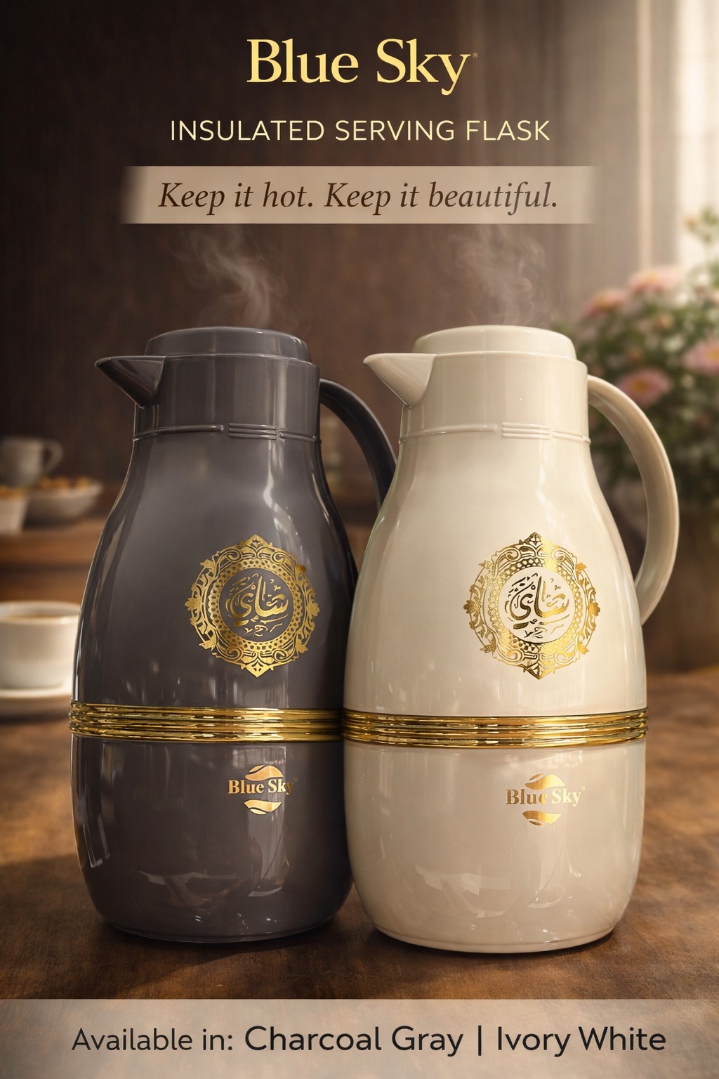 Blue Sky Romance Insulated Serving Flask – 1.9 Litre