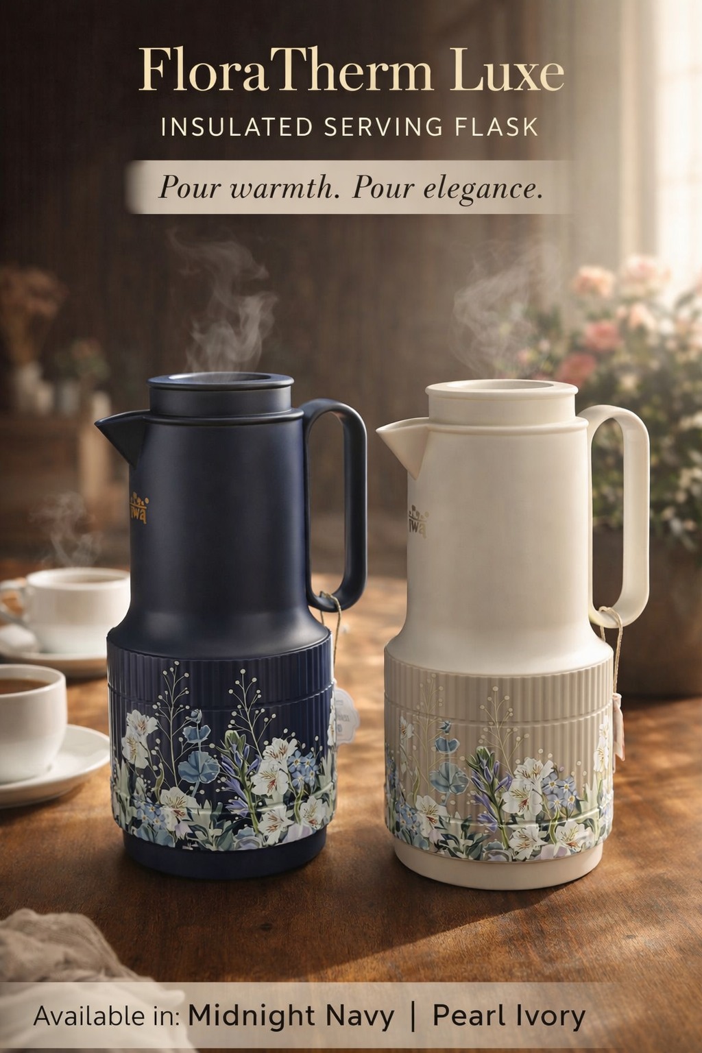 FloraTherm Luxe Insulated Serving Flask – 1L